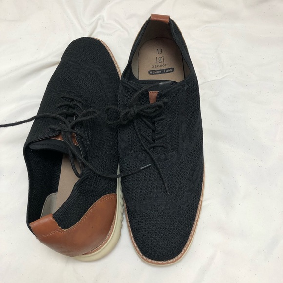 GEORGE MENS BLACK & BROWN LACE UP CASUAL FORMAL SHOES SIZE 13 MEMORY FOAM - Picture 7 of 15